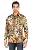 BARABAS men's tiger leopard floral printed long sleeve shirts 2SP29