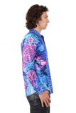 BARABAS Men's Rhinestone Medusa Floral Angeles Baroque Shirt 2SPR220 Blue