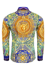 BARABAS Men's Rhinestone Medusa Floral Baroque leopard Shirt 2SPR221 Multi Color