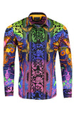 BARABAS Men's Rhinestone Medusa Floral Baroque Butterfly Shirt 2SPR223 Sorbet