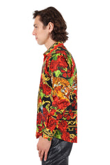 BARABAS Men's Rhinestone Tiger Floral Butterfly Luxury Shirt 2SPR224 Multi
