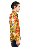 BARABAS Men's Rhinestone Angles Greek Pattern Crown Shirts 2SPR28