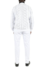 Barabas Men's Chain Rhinestone Pattern Design Luxury Loungewear 2STM13 White