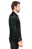 BARABAS Men's Shiny Metallic Print Design Long Sleeves Shirt 2SVL01 Black Emerald