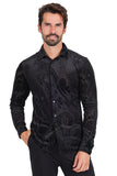 BARABAS Men's Floral Galore Long Sleeve Button Down Shirt 2LVL02 Black