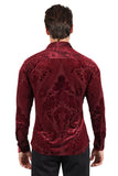 BARABAS Men's Floral Galore Long Sleeve Button Down Shirt 2LVL02 Red