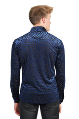 BARABAS Men's Polka Dot Long Sleeve Button Down Shirt 2LVL11 Blue