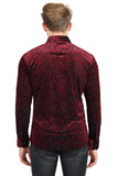 BARABAS Men's Polka Dotted See Through Long Sleeve Shirt 2LVL11 Wine