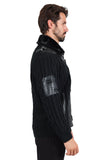 Barabas Men's Zipper Stand collar Animal Print Winter Jacket 2SWZ1 Black