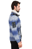 Barabas Men's Zipper Stand collar Animal Print Winter Jacket 2SWZ1 Blue