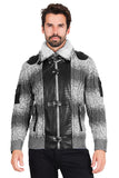 Barabas Men's Zipper Stand collar Animal Print Winter Jacket 2SWZ1 Charcoal
