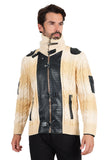 Barabas Men's Zipper Stand collar Animal Print Winter Jacket 2SWZ1 Mocha