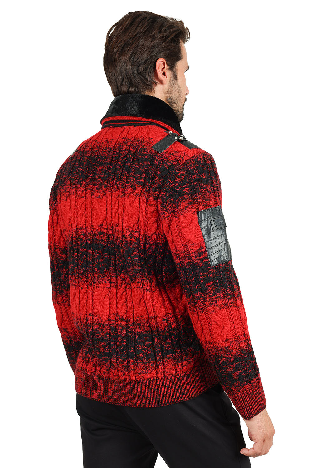 Barabas Men's Zipper Stand collar Animal Print Winter Jacket 2SWZ1 Red
