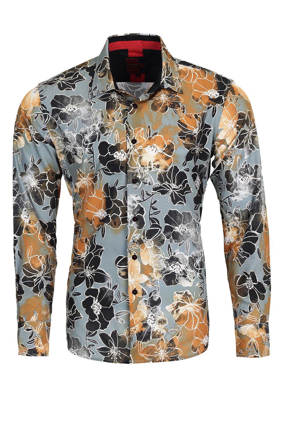 Vassari Men's Roses Print Design Button Down Luxury Shirts 2VS119 Gold