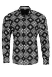 Barabas Men's Greek Print Design Button Down Luxury Shirts 2VS120 Black