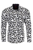 Vassari Men's Printed Geometric Long Sleeve Shirts 2VS123 White 