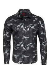 Vassari Men's Printed Multicolor Button down Shirts 2VS126 Black