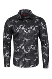 Vassari Men's Printed Multicolor Button down Shirts 2VS126 Black