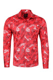 Vassari Men's Printed Multicolor Button down Shirts 2VS126 Red