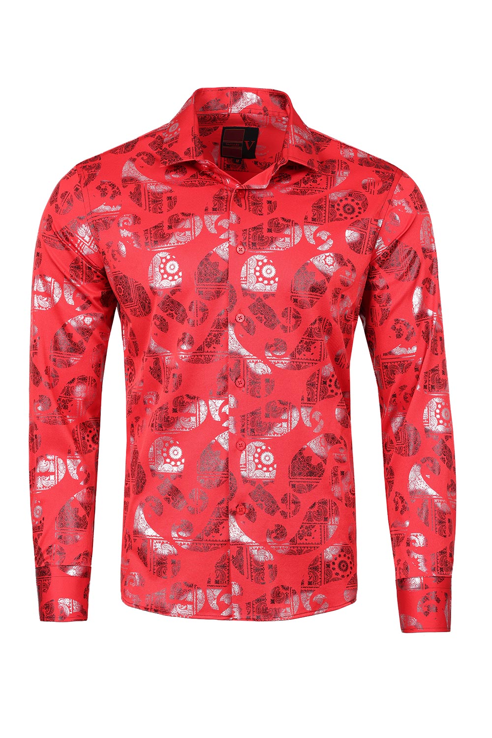 Vassari Men's Printed Multicolor Button down Shirts 2VS126 Red