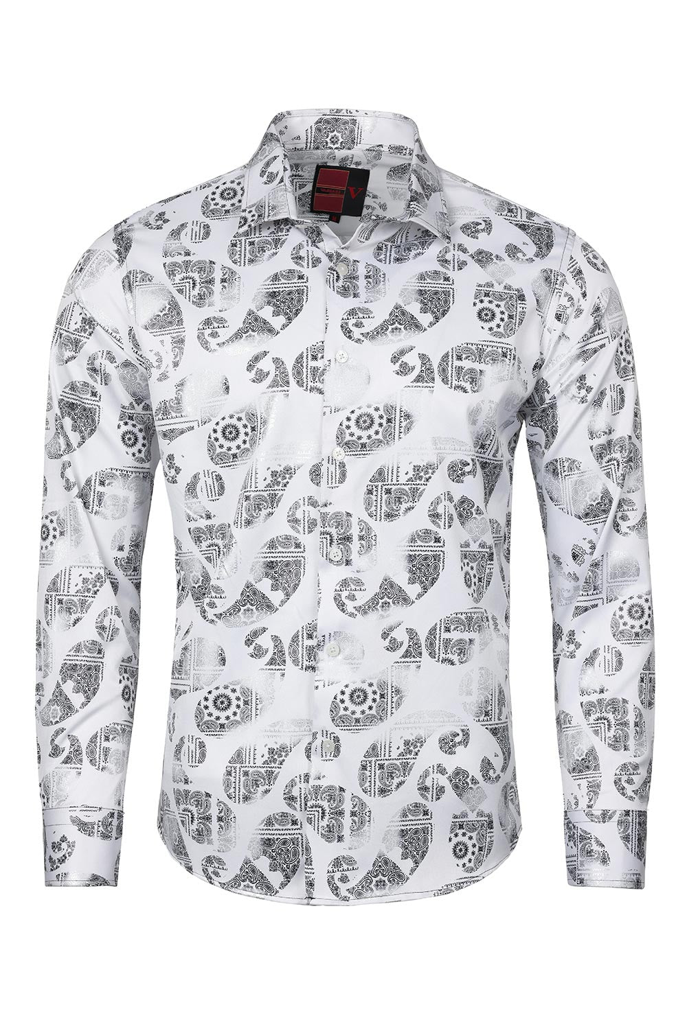 Vassari Men's Printed Multicolor Button down Shirts 2VS126 White