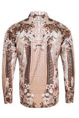 Vassari by Barabas Men's Tiger Floral Print Design Long Sleeve 2VS172