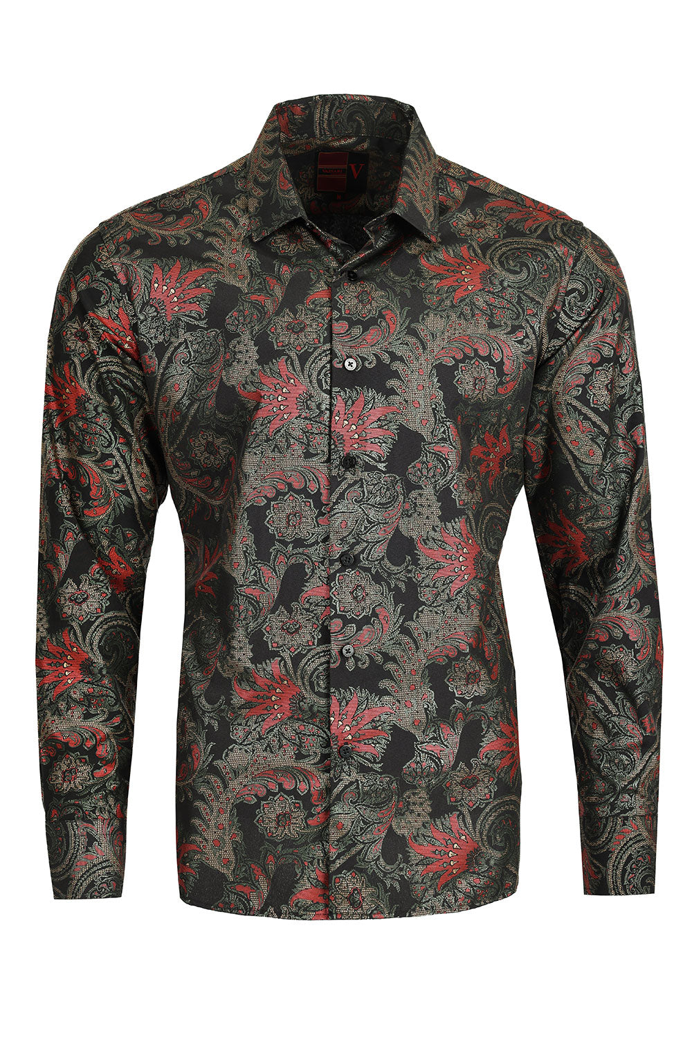 BARABAS Men's Floral Long Sleeve Button Down Shirt 2VS176 Black