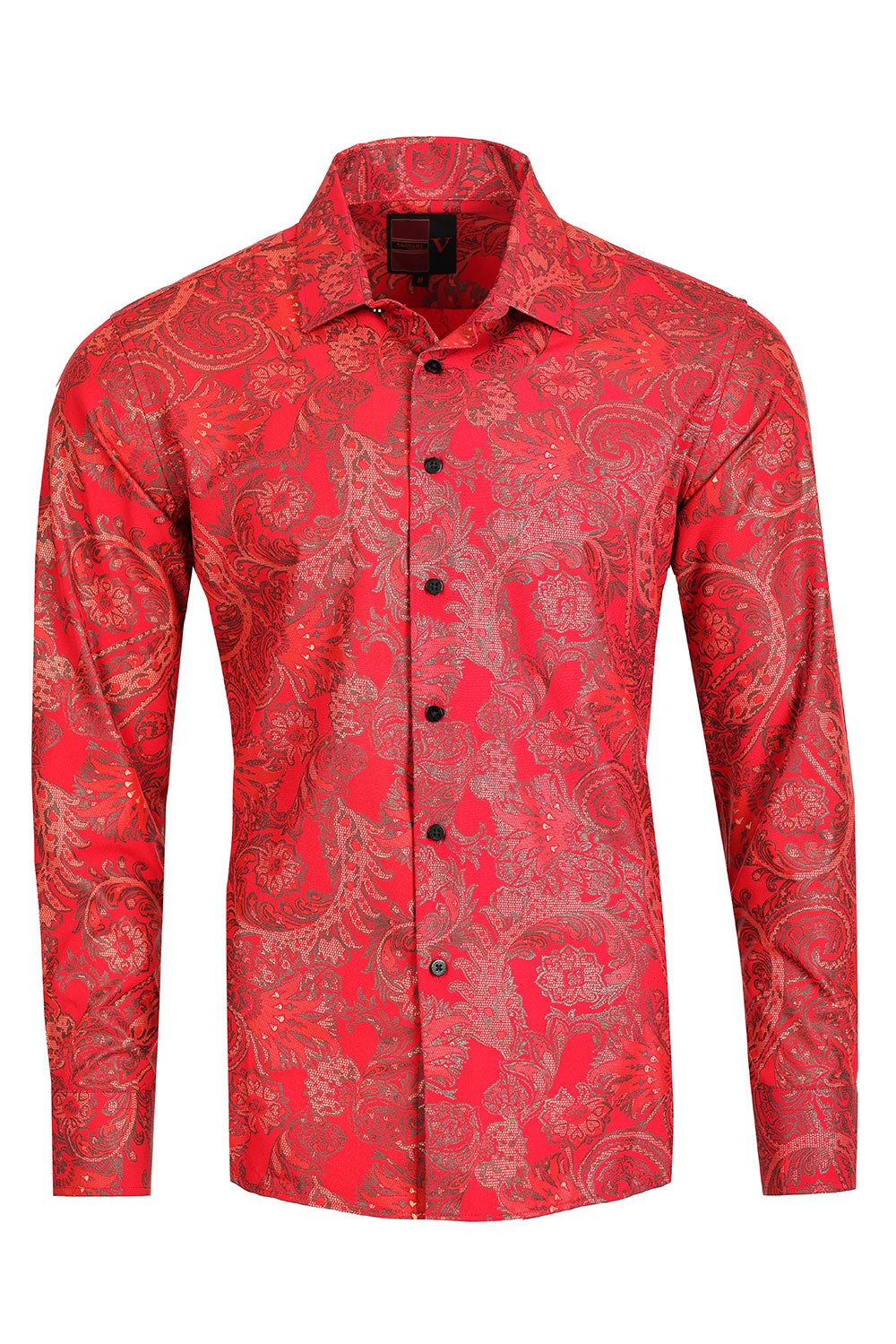 BARABAS Men's Floral Long Sleeve Button Down Shirt 2VS176 Red