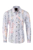 Men's Colorful Print Design Button Down Luxury Shirts 2VS177 White