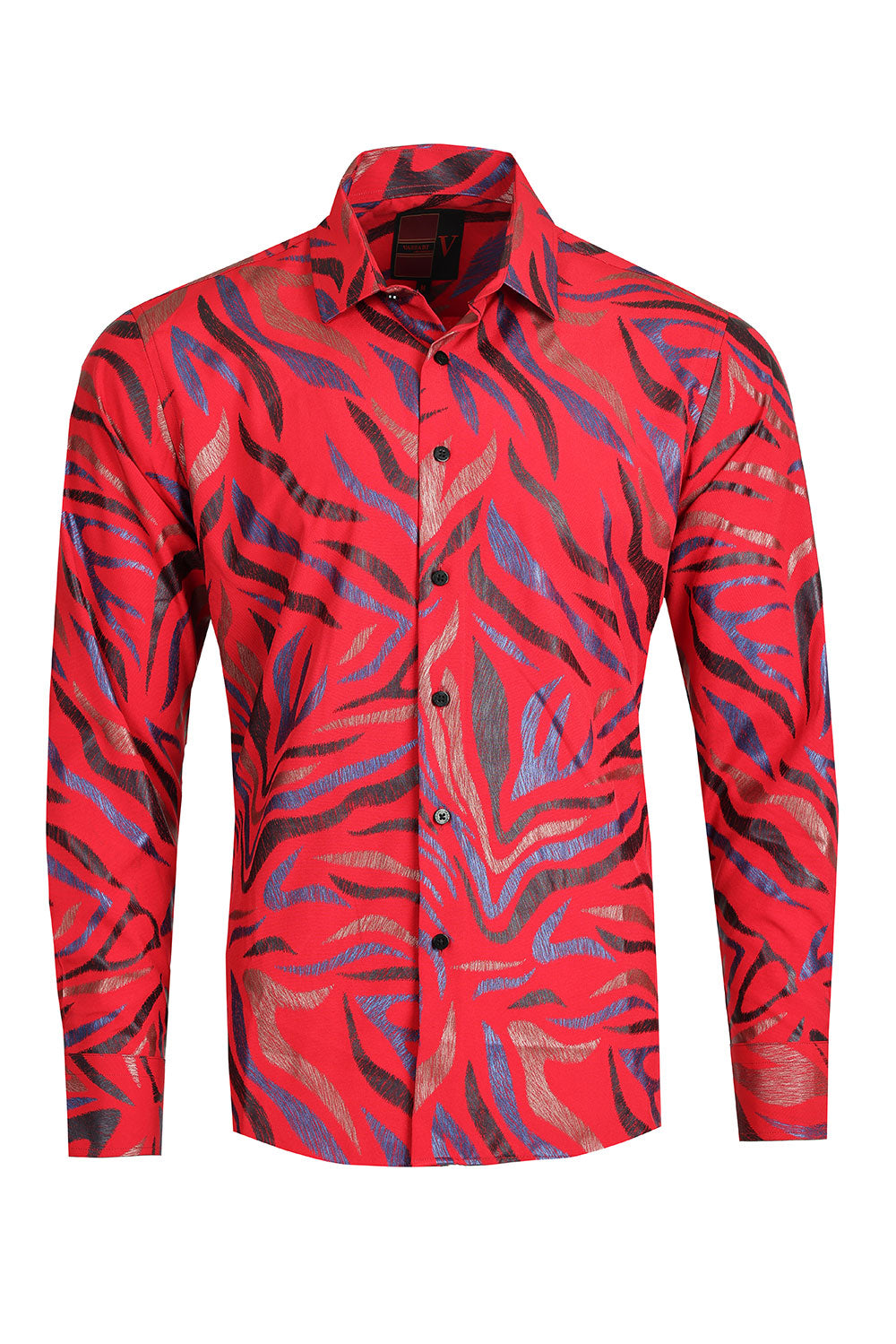 Men's Leaf Illustration Print Design Button Down Luxury Shirts 2VS178 Red