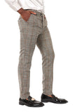 Barabas Men's Printed Checkered Plaid Design Chino Pants 2CP188 Mocha Gold