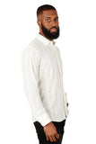 BARABAS Men's Cable Knit Wool Stretch Soft Long Sleeve Shirts 3B26 Ivory
