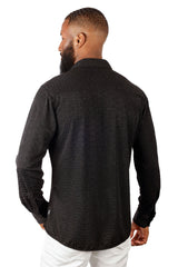 BARABAS Men's Greek Key Pattern Stretch Cotton Long Sleeve Shirts 3B27 Black