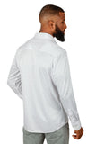 BARABAS Men's Greek Key Pattern Stretch Cotton Long Sleeve Shirts 3B27 White