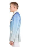 BARABAS Men's Two-Tone Floral Pattern Design Notched Blazer 3BL02 Blue