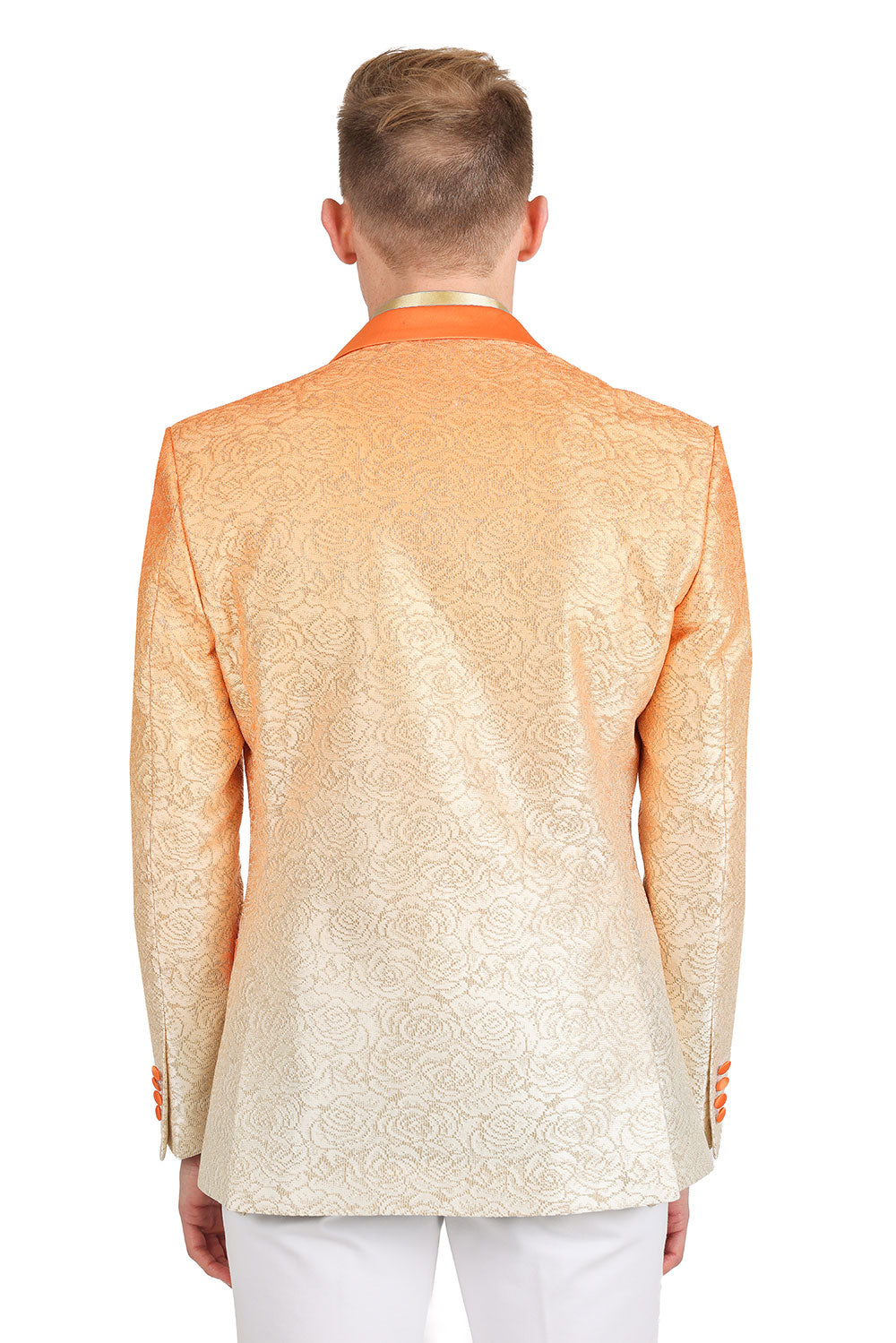 BARABAS Men's Two-Tone Floral Pattern Design Notched Blazer 3BL02 Orange