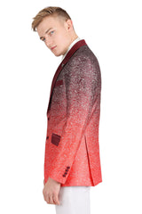 BARABAS Men's Two-Tone Floral Pattern Design Notched Blazer 3BL02 Red