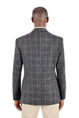 BARABAS Men's Wool Tweed Geometric Peak Lapel Blazer 3BL11 Grey