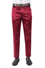 BARABAS Men's Solid Color Plain Shiny Chino Dress Pants 3CP02 Burgundy