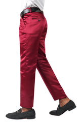 BARABAS Men's Solid Color Plain Shiny Chino Dress Pants 3CP02 Burgundy