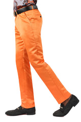 BARABAS Men's Solid Color Plain Shiny Chino Dress Pants 3CP02 Orange