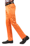 BARABAS Men's Solid Color Plain Shiny Chino Dress Pants 3CP02 Orange