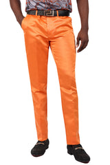 BARABAS Men's Solid Color Plain Shiny Chino Dress Pants 3CP02 Orange