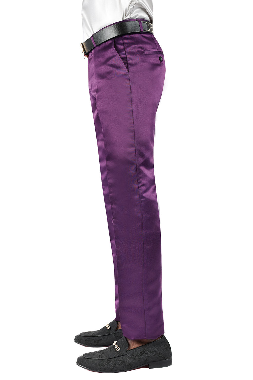 BARABAS Men's Solid Color Plain Shiny Chino Dress Pants 3CP02 Purple