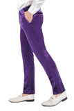 Barabas Men's Velvet Shiny Chino Solid Color Dress Pants 3CP04 Purple