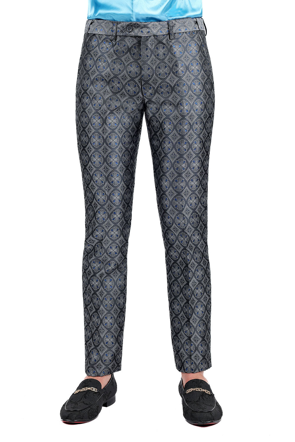 BARABAS Men's Decorative Geometric Printed Chino Pants 3CP05 Gray