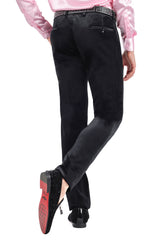 Barabas Men's Velvet Shiny Chino Solid Color Dress Pants 3CP06 Black