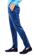 Barabas Men's Velvet Shiny Chino Solid Color Dress Pants 3CP06 Midnight Blue