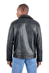 BARABAS Men's Faux Leather Zipper Closure Motorcycle Jacket 3JPU20 Black