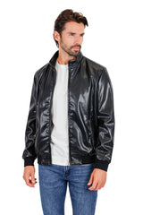 BARABAS Men's Faux Leather Zipper Closure Motorcycle Jacket 3JPU27 Black